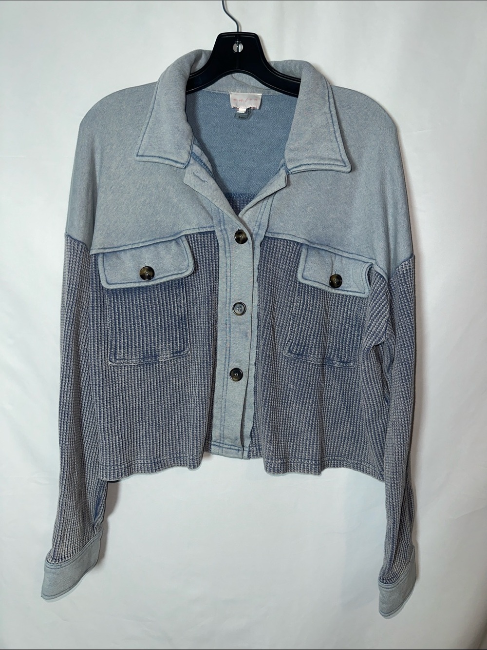 entro Two-Tone Light Gray Knit waffle Jacket